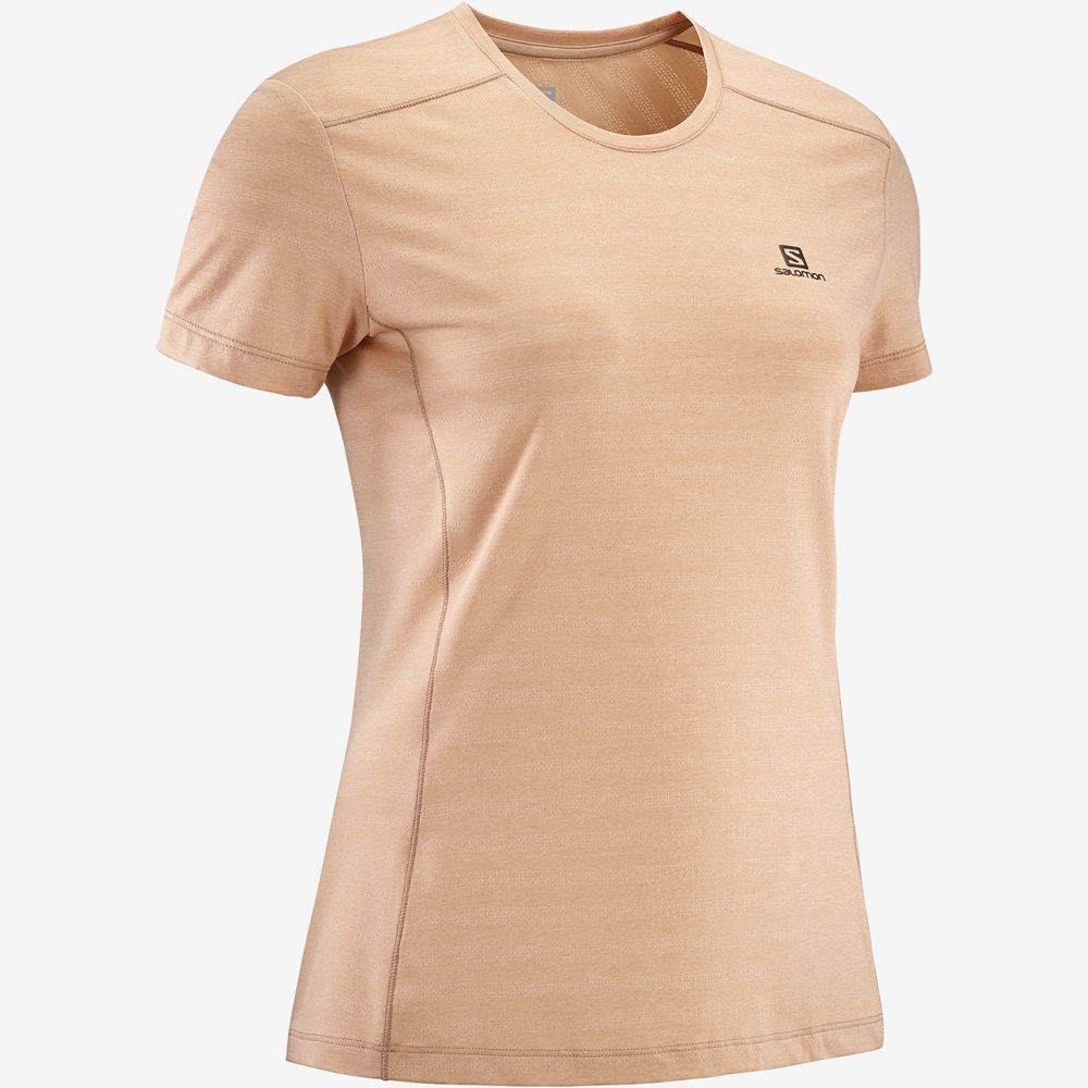 SALOMON XA W Philippines - Women's Tee Shirts - Khaki | 350142-AYX